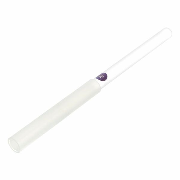 Maillet cristal & silicone avec manche en quartz – vue de côté pour bols chantants en cristal.