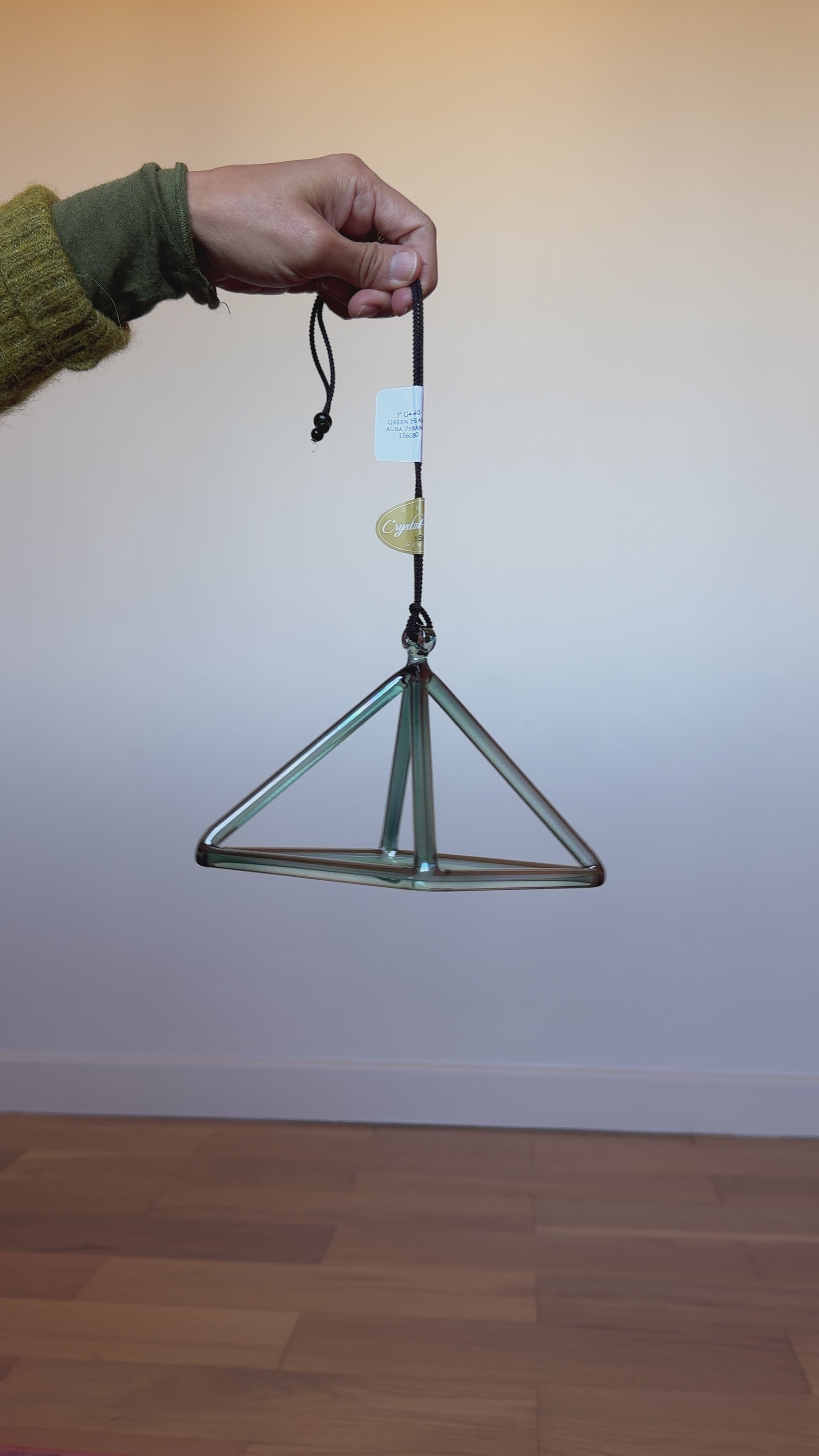 Green Heart Aura Pyramid, 5” G# +40